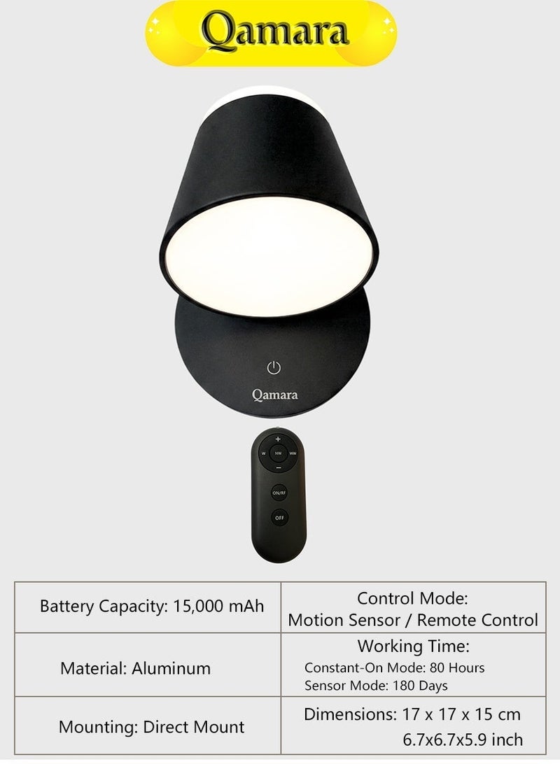 QAMARA 15000mAh Rechargeable LED Wall Light - Smart Motion Sensor Lamp - Wireless Dimmable Spotlight - Image 2
